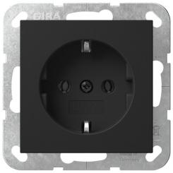 Gira SCHUKO-Steckdose 16 A 250 V~ mit LED-Orientierungsleuchte und Shutter  (schwarz matt)