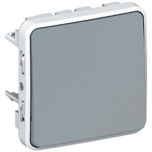 Wippschalter Universal Aus-/ Wechsel 1-polig Feuchtraum Modular Plexo 55 grau 