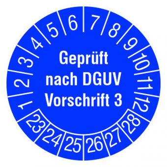 Prüfplaketten Blau, Geprüft nach DGUV Vorschrift 3, 108 Aufkleber 