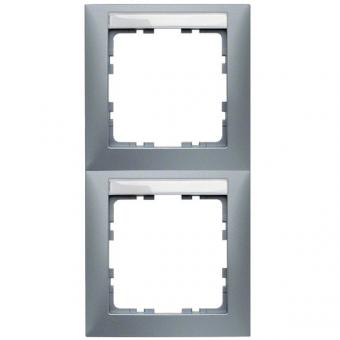 Berker S.1 Abdeckrahmen 2-fach senkrecht, mit Beschriftungsfeld (aluminium, matt) 
