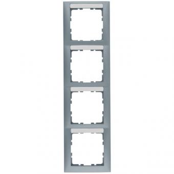 Berker S.1 Abdeckrahmen 4-fach senkrecht, mit Beschriftungsfeld (aluminium, matt) 
