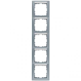 Berker S.1 Abdeckrahmen 5-fach senkrecht, mit Beschriftungsfeld (aluminium, matt) 