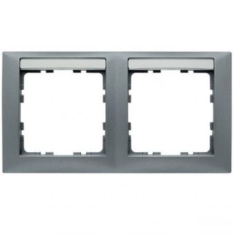 Berker S.1 Abdeckrahmen 2-fach waagerecht, mit Beschriftungsfeld (aluminium, matt) 