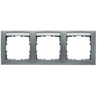 Berker S.1 Abdeckrahmen 3-fach waagerecht, mit Beschriftungsfeld (aluminium, matt) 