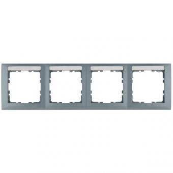 Berker S.1 Abdeckrahmen 4-fach waagerecht, mit Beschriftungsfeld (aluminium, matt) 