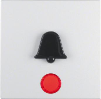 Wippe mit roter Linse und abtastbaren Symbol Klingel (polarweiß, matt) 