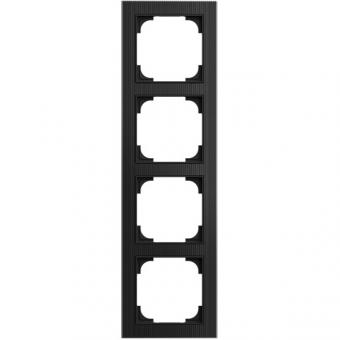 Busch-Jaeger Abdeckrahmen 4-fach, Busch-art linear® (Glas schwarz strukturiert) 