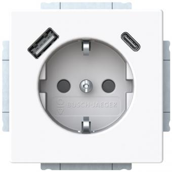 Busch-Jaeger SCHUKO® USB Steckdosen-Einsatz -Safety+ mit USB A/C (studioweiß) 