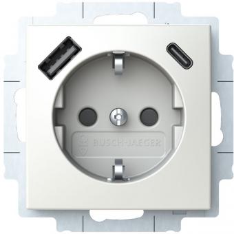 Busch-Jaeger SCHUKO® Steckdosen-Einsatz -Safety+ mit USB A/C (alpinweiß) 