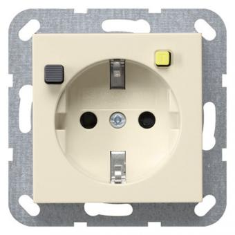 Gira FI-Schutzsteckdose 30 mA mit Shutter (cremeweiß, glänzend) 