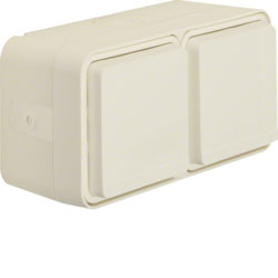 Berker W.1 - Steckdose SCHUKO 2fach, waagerecht mit Klappdeckel, 4 Leitungseinführungen (polarweiß) 