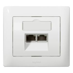 Abdeckung RJ45 C5 C6 mit Beschriftungsträger Galea ultraweiss 