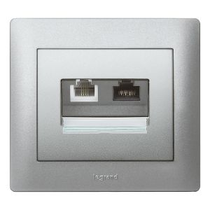 Abdeckung VDI 30°, flach, RJ45, mit Beschriftungsträger Galea soft aluminium 