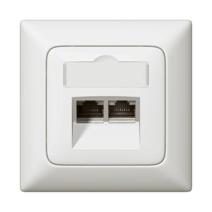 Abdeckung RJ45 C5 C6 mit Beschriftungsträger, Creo ultraweiss 