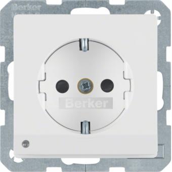 Berker SCHUKO-Steckdose mit  LED-Orientierungslicht mit erhöhtem Berührungsschutz (polarweiß, samt) 