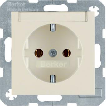 Berker S.1 SCHUKO-Steckdose mit Beschriftungsfeld (weiß, glänzend) 