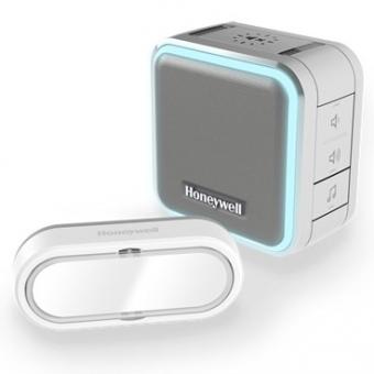 Honeywell - DC515SGL - Funk-Gong mit Lichtring, Schlafmodus und Klingeltaster – Grau 