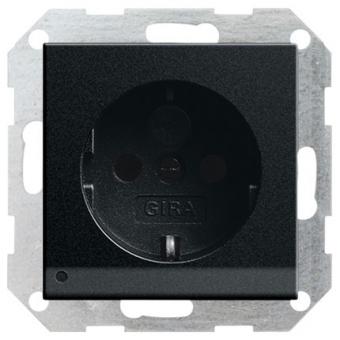 Gira  SCHUKO-Steckdose 16 A 250 V~ mit LED-Orientierungsleuchte und Shutter (schwarz matt) 