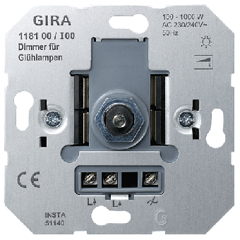 Gira Glühlampen-Dimmer-Einsatz mit Druck-Wechselschalter 100 - 1000 W 