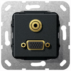 Einsatz VGA und Miniklinke 3,5 mm Gender Changer VGA, Kabelpeitsche Miniklinke (schwarz, matt) 