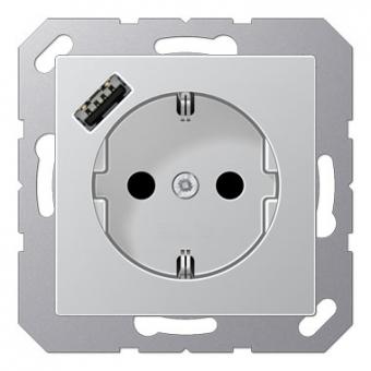 Jung SCHUKO-Steckdose mit USB-Ladegerät Typ A (aluminium) 