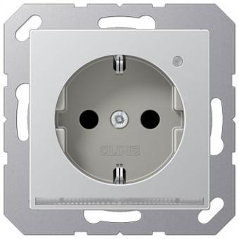Jung SCHUKO-Steckdose mit LED-Orientierungslicht und Helligkeitssensor (aluminium) 