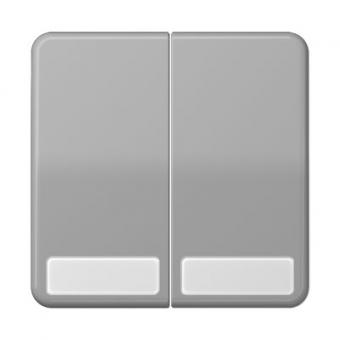 Wippe für Serienschalter, Doppel-Taster mit Schriftfeldern 9x27 mm (grau) 