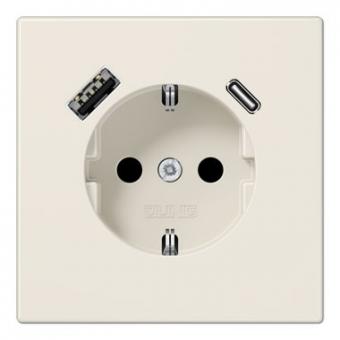 Jung  SCHUKO-Steckdose mit USB-Ladegerät Typ C+A (weiß) 
