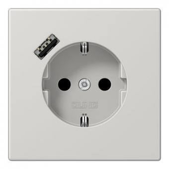 Jung SCHUKO-Steckdose mit USB-Ladegerät Typ A (lichtgrau) 