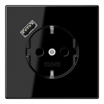 Jung SCHUKO-Steckdose mit USB-Ladegerät Typ A (schwarz) 