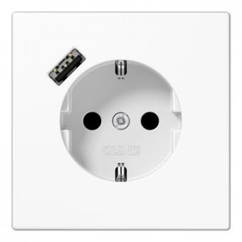 Jung SCHUKO-Steckdose mit USB-Ladegerät Typ A (alpinweiß) 