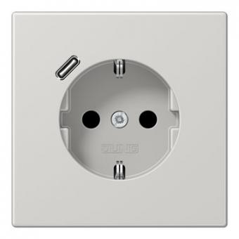 Jung  SCHUKO-Steckdose mit USB-Ladegerät Typ C (lichtgrau) 