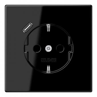 Jung  SCHUKO-Steckdose mit USB-Ladegerät Typ C (schwarz) 