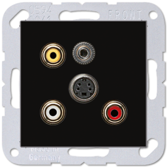 Jung Multimedia-Einsatz Cinch Audio/Composite Video/S-Video  / Miniklinke 3,5 mm (schwarz) 