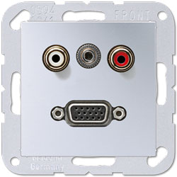 Jung Multimedia-Einsatz Cinch Audio / Miniklinke 3,5 mm / VGA (aluminium) 
