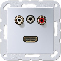 Jung Multimedia-Einsatz Cinch Audio / Miniklinke 3,5 mm / HDMI (aluminium) 