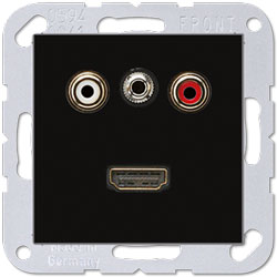 Jung Multimedia-Einsatz Cinch Audio / Miniklinke 3,5 mm / HDMI (schwarz) 