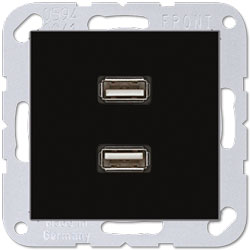 Jung Multimedia-Einsatz 2 x USB (schwarz) 