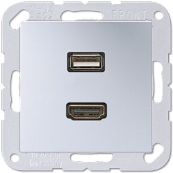 Jung Multimedia-Einsatz HDMI / USB (aluminium) 