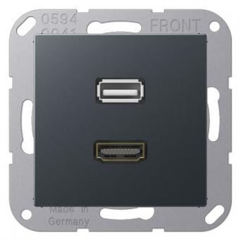 Jung Multimedia-Einsatz HDMI / USB (anthrazit matt) 
