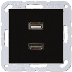 Jung Multimedia-Einsatz HDMI / USB (schwarz) 