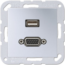 Jung Multimedia-Einsatz USB / VGA (aluminium) 