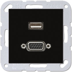 Jung Multimedia-Einsatz USB / VGA (schwarz) 