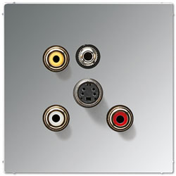 Jung Mutimedia-Einsatz Cinch Audio/Composite Video/S-Video  / Miniklinke 3,5 mm (Glanzchrom) 