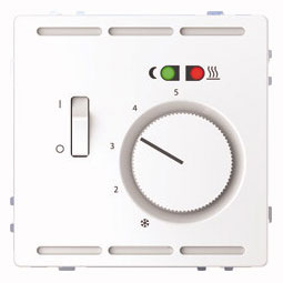 Merten Fußbodentemperaturregler 230 V mit Schalter und Zentralplatte, System Design, Lotosweiß 