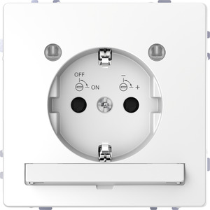 Merten SCHUKO-Steckdose, System Design, mit erhöhtem Berührungsschutz, mit Lichtauslass und LED-Beleuchtung, Lotosweiß 