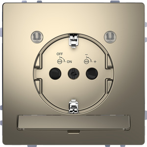 Merten SCHUKO-Steckdose, System Design, mit erhöhtem Berührungsschutz, mit Lichtauslass und LED-Beleuchtungs-Modul, Nickelmetallic 