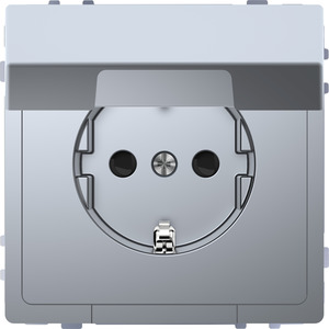 Merten  SCHUKO-Steckdose, System Design, mit Klappdeckel, mit erhöhtem Berührungsschutz, Edelstahl (lackiert) 