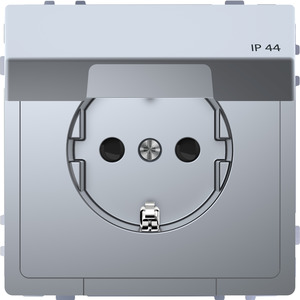 Merten  SCHUKO-Steckdose, System Design, mit Klappdeckel, mir erhöhtem Berührungsschutz, IP 44, Edelstahl (lackiert) 