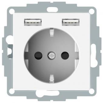 Merten SCHUKO-Steckdose  mit USB Ladegerät Typ A, System M (polarweiß glänzend) 